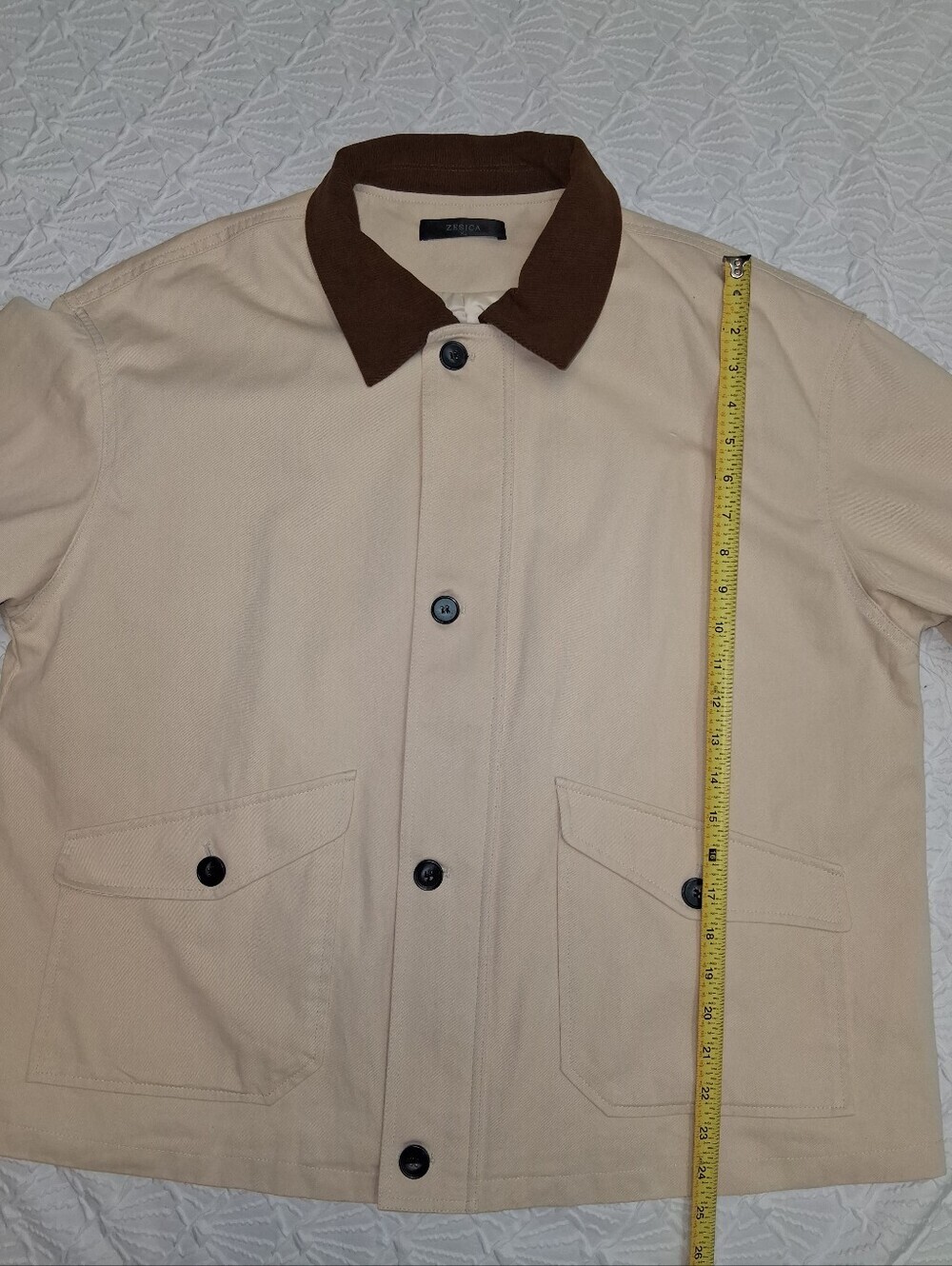 ZESICA Cream Jacket with Brown Trim Size XL - Picture 11 of 16